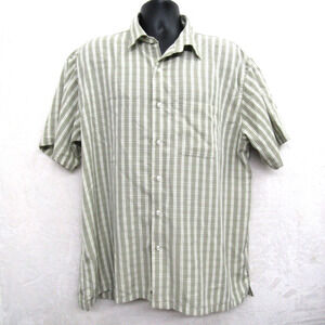 Van Heusen Mens Shirt XL 17-17.5 Green Short Sleeve Casual Button